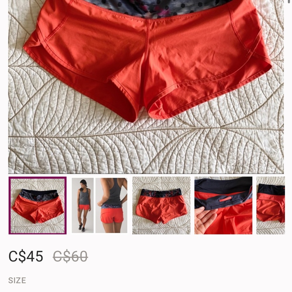 Lululemon Red And Patterned Speed Shorts - image 6
